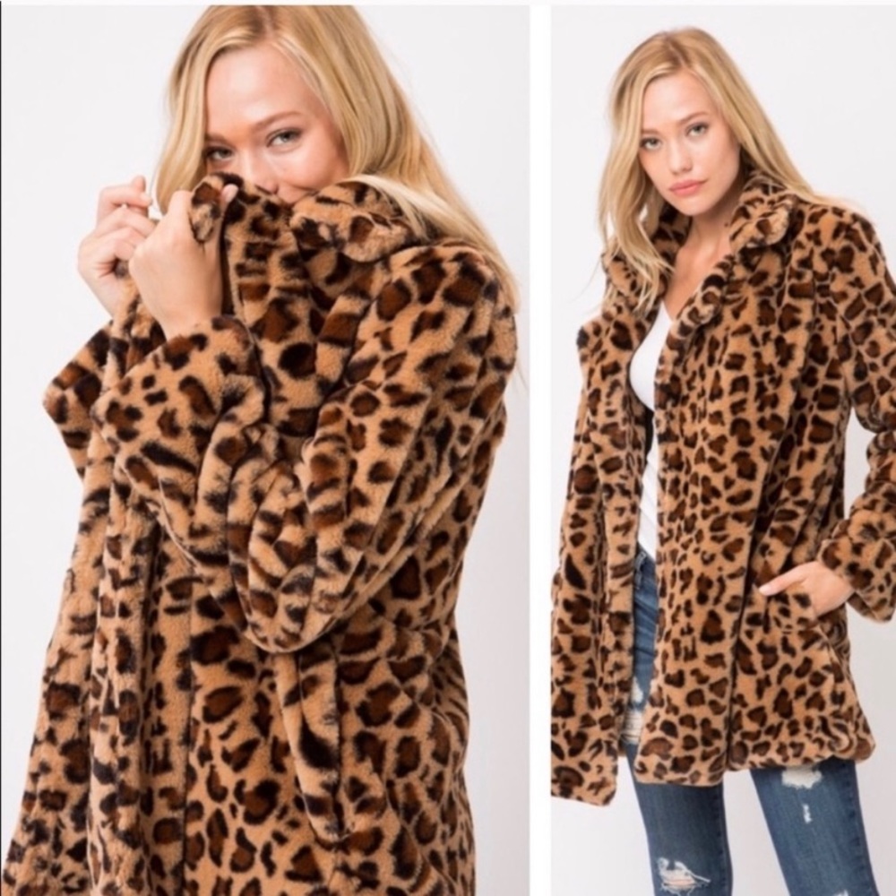 Faux Faur Leopard print Jacket - Picture 6 of 8